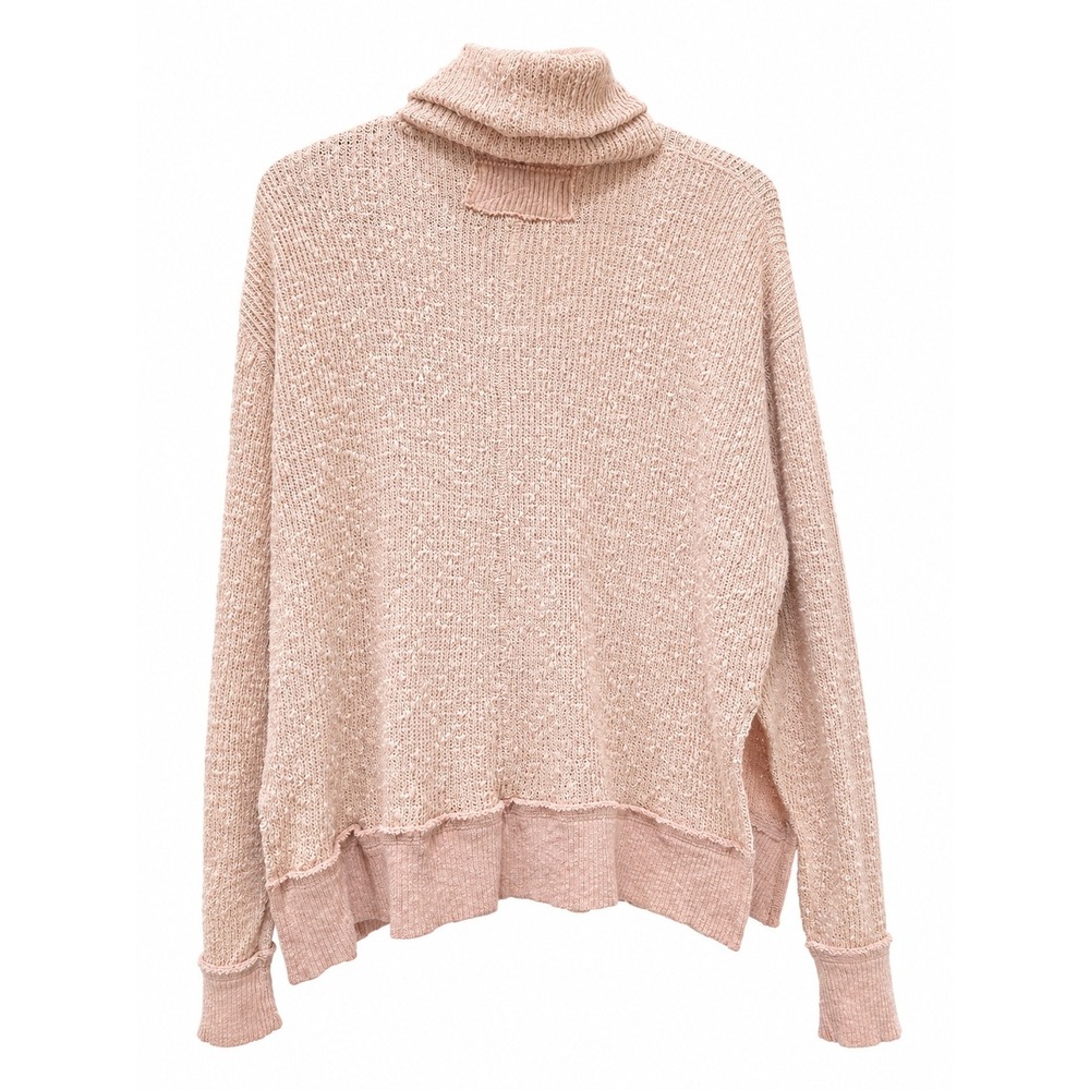 Free People We The Free Oversized Blush Pink Chunky Knit Turtleneck Sweater - Picture 2 of 6